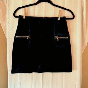 Sandro Green Velvet Mini Skirt